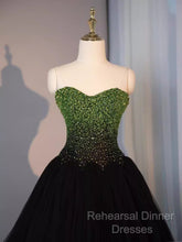 Ball Gown Sweetheart Tulle Black Semi Formal Prom Dresses Evening Dress